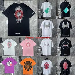 New style Mens Classic t Shirt Heart Fashion Ch Balck High Quality Brand Letter Sanskrit Cross Pattern Sweater T-shirts Designers Chromes Pullover Tops Hip Hop E2CH