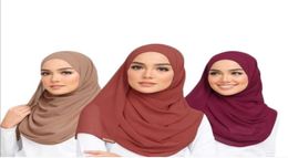 S002a Plain big size bubble chiffon muslim hijab scarf head shawls wrap headscarf popular scarves islamic hat1023697