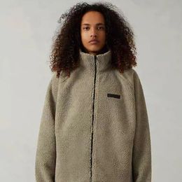 FOG ins ESSENTALS Thickened American Casual Lamb Stand up Neck Jacket Wearing Zipper Coat for Men and Women