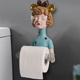 265cm Nordic Creative Girl Toilet Paper Holder Resin Rolling Tissue Dispenser Bathroom Dectorstions Towel Home Decoration 240102