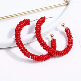 Dangle Earrings Hand-woven Circle Rice Beads Half Origin Supply Exaggerated Women