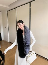 Scarves 2024 Winter Fashion Fur Scarf Extended Keep Warm Silver Contrast Shawl