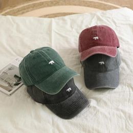 Ball Caps Washed Cotton Do The Old Cowboy Baseball Cap Female Polar Bear Embroidered Soft Top Versatile Face-Looking Couple Peaked