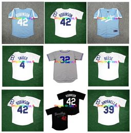 Jackie Robinson Gil Hodges Brooklyn Cooperstown Throwback Baseball Jersey Snider DRYSDALE Roy Campanella Pee Wee Reese SANDY KOUFAX DON NEWCOMBE Size S-4XL