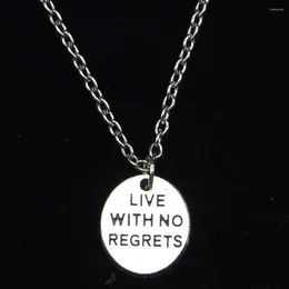 Chains 20pcs Fashion Necklace 15x13mm Live With No Regrets Pendants Short Long Women Men Colar Gift Jewelry Choker