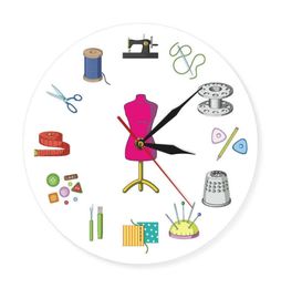 Tailor Shop Quilting and Sew Time Seamstress Modern Wall Clock Customize The Label Sewing Sign Wall Clock Personalize With Name T23550438