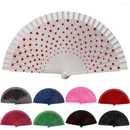 Decorative Figurines Dot Print Spainish Fan Double-sided Multicolor Folding Beautiful Dancing Office Home Table