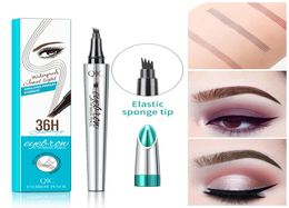 Makeup Liquid Eyebrow Pencil 3 Colors Eyebrow Pen Fine Sketch Waterproof 36H Tattoo Durable 4 Head Eye Brow Pen 4728049