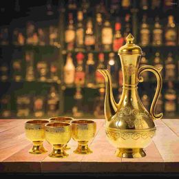 Wine Glasses Turkish Coffee Decor Set Vintage Gold Trim Jug Exquisite Golden Decanter Altar Cups Holy Water