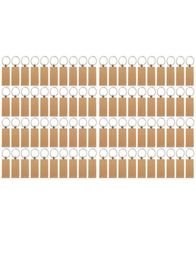 Keychains 80Pcs Blank Rectangle Wooden Key Chain Diy Wood s Can Engrave Gifts5692025