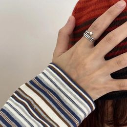 Cluster Rings Open Finger Ring Unique Irregular Line Wrap Adjustable For Women Dainty Anniversary Gift Teen