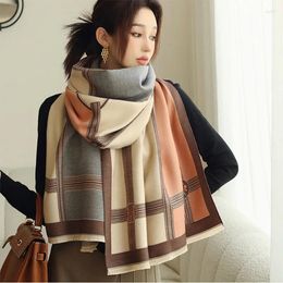 Scarves 180 85cm Winter Women's Scarf Classic Lattice Soft Foulard Female Cashmere Shawl Pashmina Shawls And Wraps