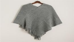 2020 Winter Knit Women Scarf Solid Cashmere Poncho Capes for Lady High Quality Tassel Wool Ponchos Scarves4728678