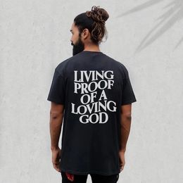 Men Women Summer Living Proof of a Loving God Print Y2k T-shirt Unisex Christian Cross Jesus Short Sleeved Tees Loose Cotton Top 240103