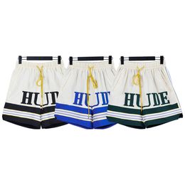 SS New Hude Shorts Letter Embroidered Ribbon Simple Colour Block Sports Pants Summer Student Loose Casual 5/4 Pants