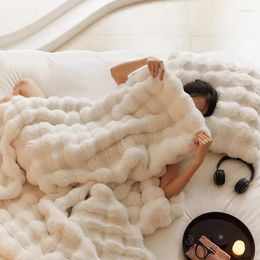 Blankets 2024 INS Flannel Berber Fleece Blanket Winter Thicken Thermal Coral Shawl Nap Sofa