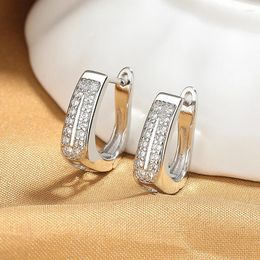 Cluster Rings Autumn And Winter French U-shaped Double Row Diamond Earrings Female Buckle Wholesale Customization