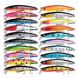 Lures Baits Lures 20PcsLot Mixed Colors Fishing Lure Set Floating Minnow Wobblers Isca Artificial Hard Treble Hooks Carp Tackle Kit 2302