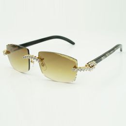 5.0 mm diamond buffs sunglasses 3524015 with natureal black textured buffalo horn legs and 57 mm Lenses