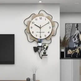 Wall Clocks Creative Flower Clock Simple Modern Decorative Painting Dining Room Living Art Hanging