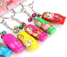 Keychains 12PcsSet Russian Nesting Dolls Key Ring Babushka Matryoshka Figurines Kids Toy18231256