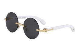 Round Sunglass Designer Sunglasses Mens Women Buffalo Horn Glasses Fashion France Carti Frameless Eyeglasses Woman Gold Eyeglass W