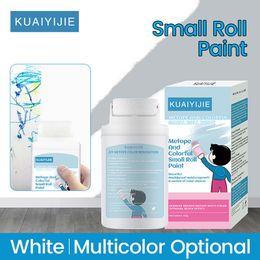 Waterborne white latex paint for household interior wall waterproofing and wall repair with small roller brush