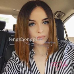 Wigs 12 Inch Ombre Short Straight Brown Wigs For White Black Women Synthetic Hair Pelucas Sinteticas Perruque Peruca Pruiken Peruk Fact