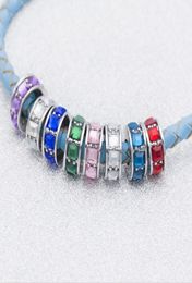 Fits Sterling Silver Bracelet Square Crystal Spacer Beads Charms For Diy European Style Chain Fashion DIY Jewelry Wholesale8395408