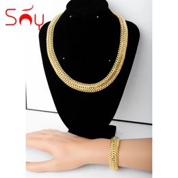 Sunny Jewellery Classic Dubai African Chains Sets Wide Necklace Bracelet for Women Man Casual Daily Wear Gifts Party 240103