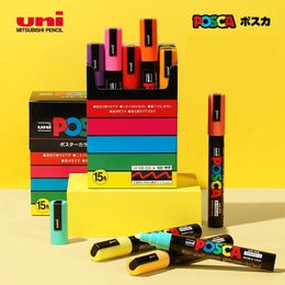 Uni Posca Paint Markers Set Acrylic Drawing Painting Pens Pencil PC-1M PC-3M PC-5M Artists Tools for DIY Creation illustration 240102