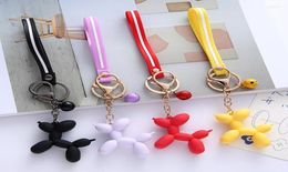 Keychains Creative Korean Cute Balloon Puppy Keychain For Women Sweet Colourful Fashion Bag Car Key Jewellery Pendant Gift Whole9713791