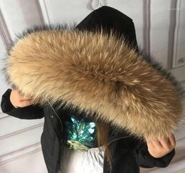 Scarves 100 Large Real Natural Raccoon Fur Collar For Winter Down Parkas Coats Luxury Warm Women Female Jackets11709609