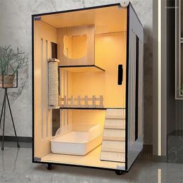 Cat Carriers Household Wooden Cages Modern Indoor Cats House Large Free Space Pet Cage Oversized Luxury Villa Double Layer Cabinet