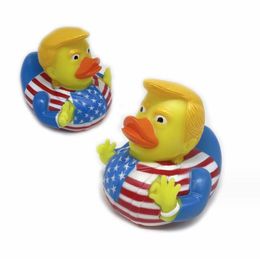 Creative PVC Flag Trump Duck Party Favor Bath Floating Water Toy Party Supplies Funny Baby Yellow ducks Toys Gift