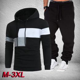 Fashion Men Tracksuits Hoodies Suit Autumn Winter Hooded Sweater and Sweatpants Two Piece Set Plus Size Men's Clothing 240102