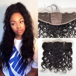 Closure 13*4" Ear To Ear Silk Base Frontal Closure With Bleached Knot Water Wave Virgin Malaysian Hair Silk Top Frontal Closure With Baby