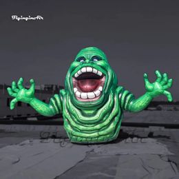 Swings 4.5m(15ft)Scary Large Inflatable Slimer Ghostbusters Ghost Character Balloon Air Blow Up Green Monster For Halloween Decorations