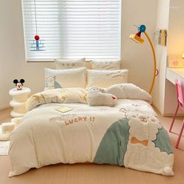 Bedding Sets Home Textile 3pcs Free Pillow Cute Alpaca Milk Fiber 4 Pcs Set Winter Warm Baby Fleece Children
