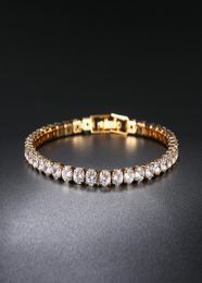 Zircon tennis bracelet single row 4mm round full diamond gold chain crossborder hip hop jewelry7375522