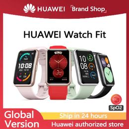 Relógios versão global huawei watch fit/fit novo nsmartwatch animações de treino rápido relógio de oxigênio no sangue fit 10 dias de vida útil da bateria