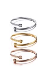 Fashion 316L Stainless Steel Bangle Cuff Bracelet Gold Rose Gold Plated Cuff Sets For Women6624985