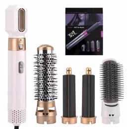 Electric Hair Brush 5-in-1 Heated Comb Automatic Curling Iron Professional Rod Home Hot Air Brush Styling Toolkit Automatic Suction Hair Styling Comb