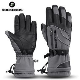 ROCKBROS Winter Bicycle Gloves Thermal Waterproof Windproof Mtb Bike Gloves Skiing Hiking Snowmobile Motorcycle Cycling Glove 240102