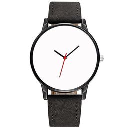 Wristwatches Disassembled Sublimation Blank Face Leather Watch Men White Dial Quartz269i