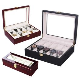 Rings Jewellery Display Wooden Storage Gift Box Watches Holder Stand Case 10 Slots Watch Boxes Organiser 12 Grids Wood 2 3 5 6 Slot