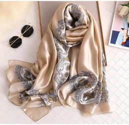 Scarves Luxury Silk Scarf Women Vintage Paisley Print Femme Muslim Turkish Hijab Evening Dresses Head Shawl Foulard2827600