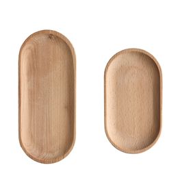 Mini Oval Wood Tray 18CM Small Wooden Plates Children's Whole Woods Fruit Dessert Dinner Plates Tableware