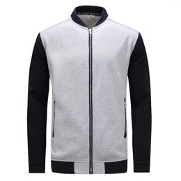 Men's Jackets 2024 Men Cotton Contrast Colour Patchwork Casual Jacket Male Stand Collar Outerwear Brand Coats