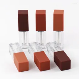 Storage Bottles Wholesale Pumpkin Color Square Empty Lip Gloss Tubes Clear Tube 5ml Cosmetic Bottle Packaging Containers
